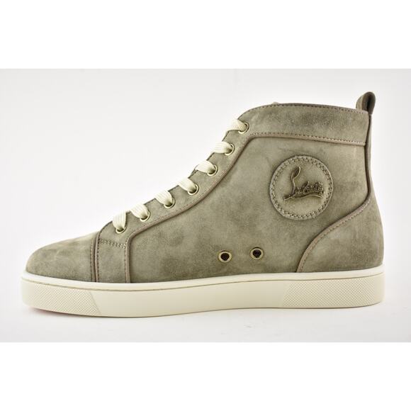 Christian Louboutin Mens Louis Orlato Flat Poivre Vert Suede High Sneaker 39 6 - Picture 8 of 12